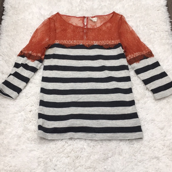 Anthropologie Tops - Anthropologie Stripped Lace Blouse